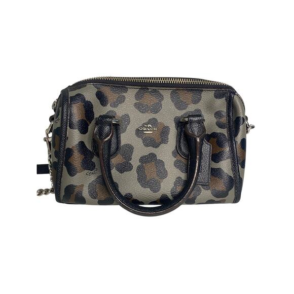 Coach Mini Bennett Satchel Ocelot Print Crossbody Handbag Grey Classic Small - Picture 1 of 16